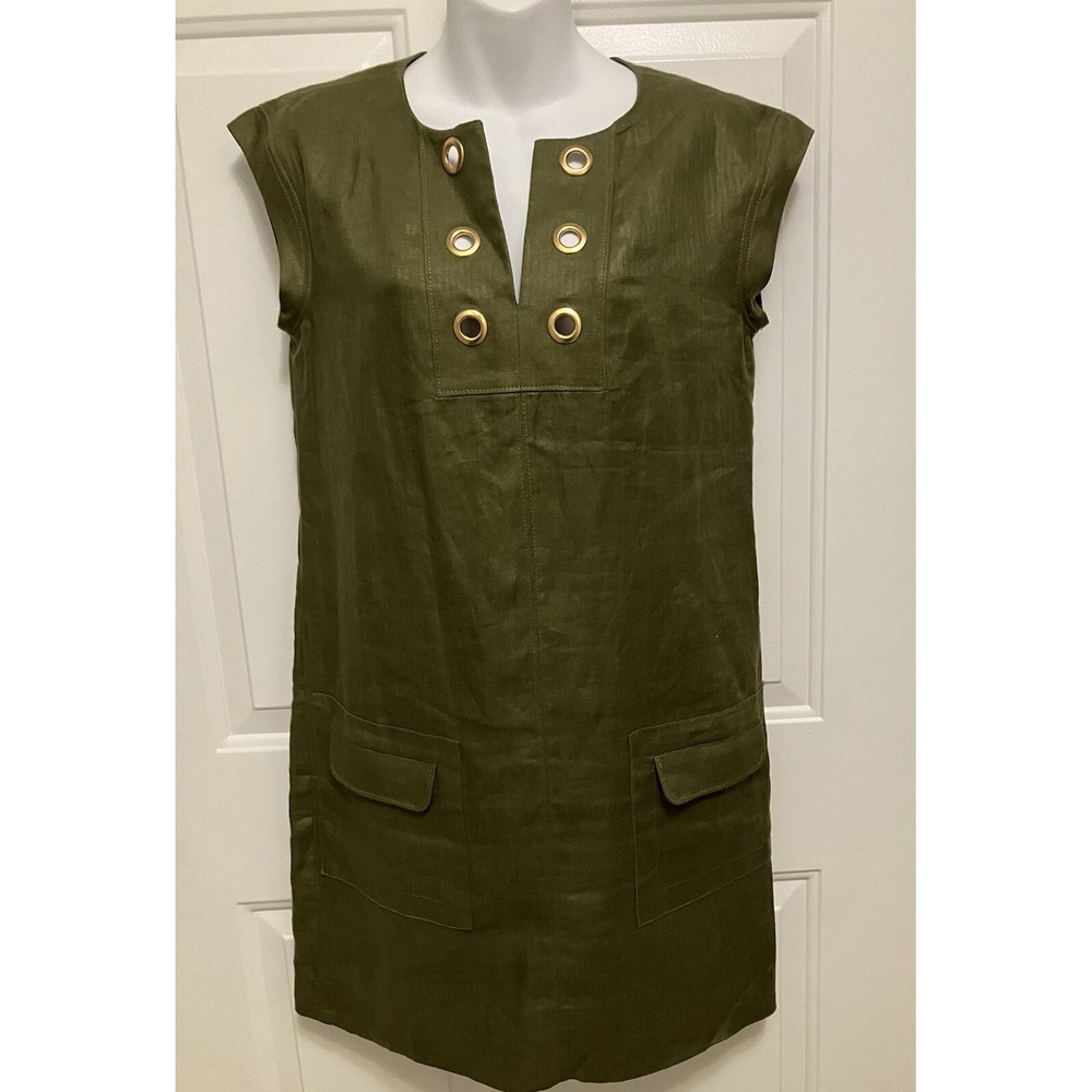J Crew Olive Green Shirt Dress Utility Style Military Size 2‎ Women's Lagenlook